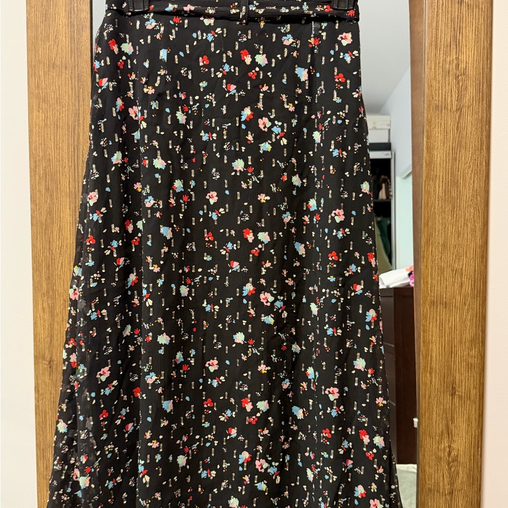 Sezane black midi skirt w tie waist - Picture 6 of 7